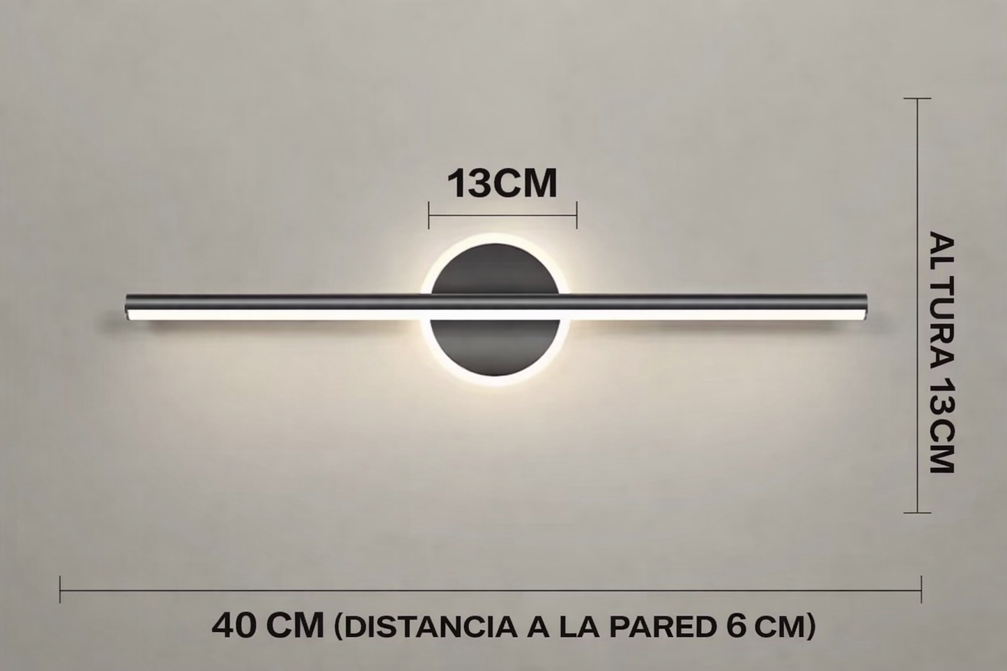 Aplique de pared LED negro – 40 cm (10W)