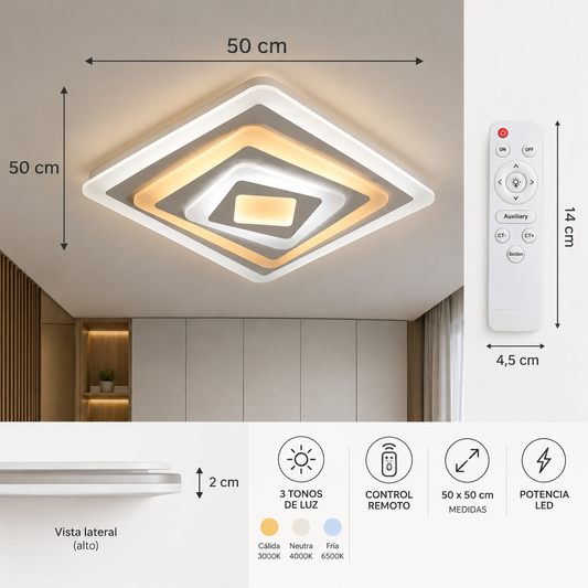 Plafón LED NEXO 49x49 cm con Control Remoto